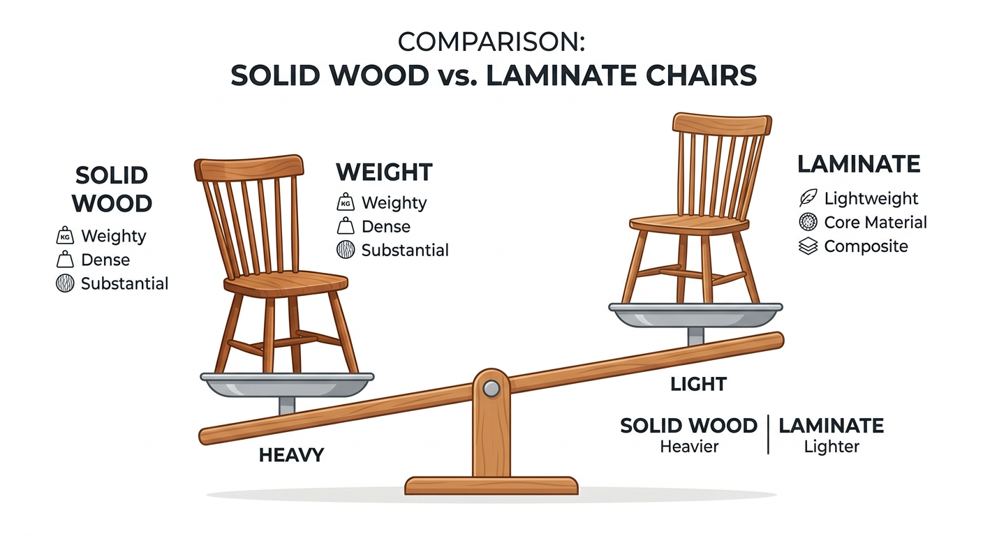 Weight comparison between solid wood and laminate