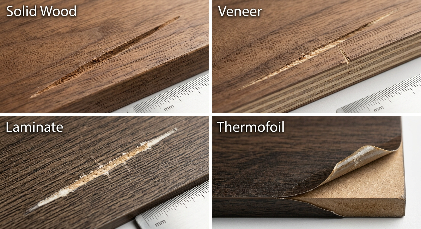 Real wood vs laminate grain comparison